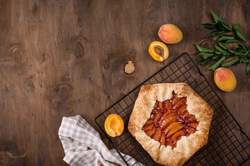 Sweet homemade galette pie with apricots