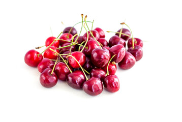Sweet cherries. Red cherries, ripe berries on a white background.