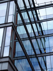 a full frame modern office architecture abstract with geometric shapes and buildings and sky...