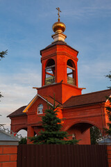 The bell tower of the temple of the Iveron Icon of the Mother of God in s. Rastunovo, Domodedovo district, Moscow region