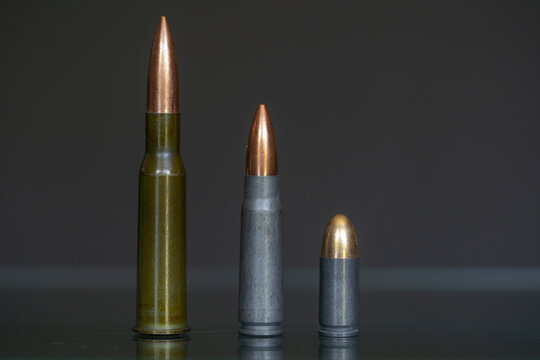 A Group of Various Military Cartridges (7.62x54r, 7.62x39, 9mm)