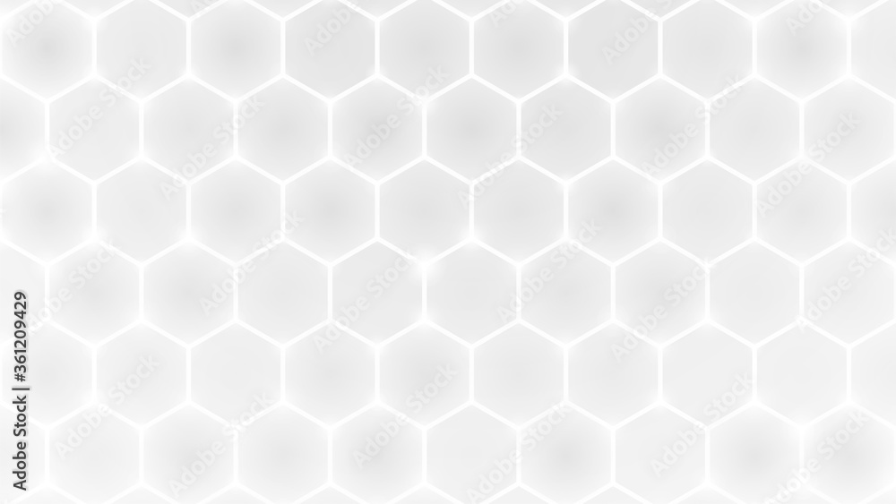 Poster white abstract background. futuristic hexagon pattern. neutral grey business presentation template. 