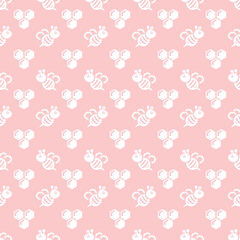 Bee and honeycomb seamless repeat pattern background