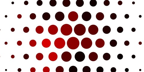 Light Red vector backdrop with circles. Colorful illustration with gradient dots in nature style. Design for your commercials.