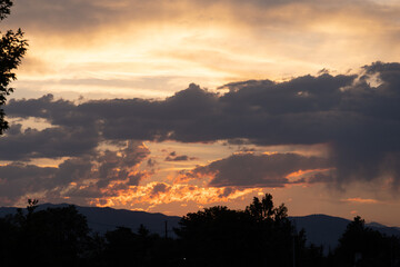 Sunset over the mountains from Denver (arvada) Colorado