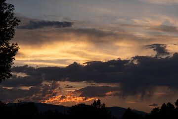 Sunset over the mountains from Denver (arvada) Colorado