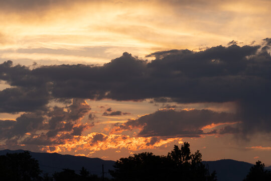 Sunset over the mountains from Denver (arvada) Colorado