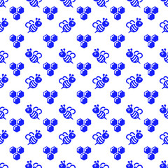 Fototapeta na wymiar Bee and honeycomb seamless repeat pattern background