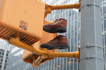 Obraz na płótnie Canvas shoes over street crosswalk