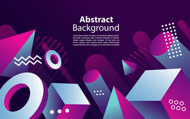 Abstract background with gradient geometric elements with 3d shape.