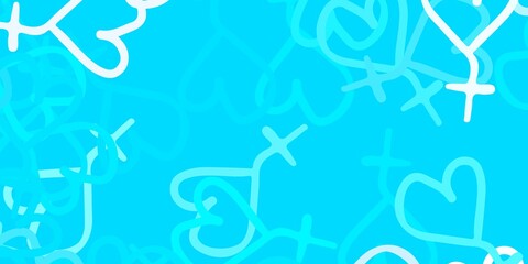 Light Pink, Blue vector pattern with feminism elements.