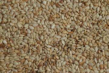 Browned sesame seeds closeup