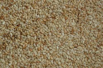 Browned sesame seeds closeup