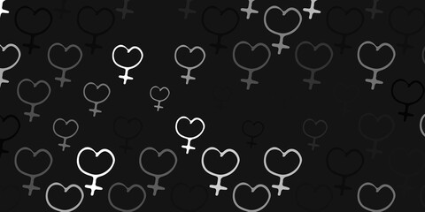 Light Gray vector texture with women's rights symbols.