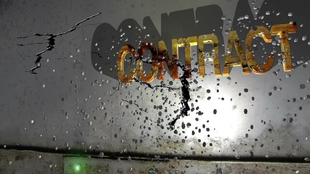 Grunge contract text falling concept.