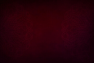 Dark red vintage greeting card with Mandala. Great for invitation, flyer, menu, brochure, postcard, wallpaper, decoration, or any desired idea.