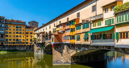 Fototapeta na wymiar A side view of the Ponte Vecchio in Florence Italy