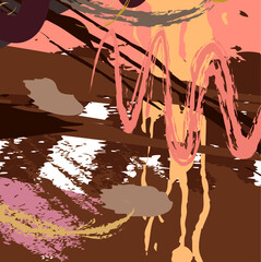 Abstract colourful brown hand drawn and paint brush, flick colour pattern background. create nice brown splash colour and painting for your design
