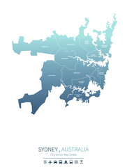 Obraz premium sydney map. australia city vector map. 