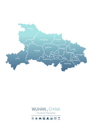 wuhan map. china city vector map. 