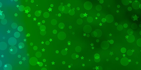 Light Green vector background with circles, stars. Abstract illustration with colorful spots, stars. Texture for window blinds, curtains.