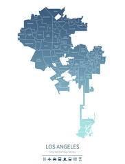 Obraz premium mapa los angeles. mapa wektorowa miasta nas.