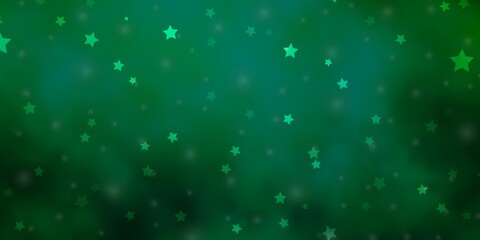 Fototapeta premium Light Green vector background with small and big stars. Shining colorful illustration with small and big stars. Pattern for new year ad, booklets.