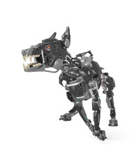 cyber security dog in action in white background