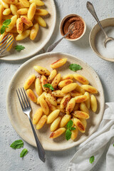 Homemade potato dumplings made of fresh potatoes and flour