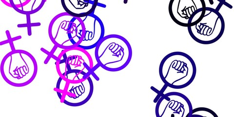 Light Purple vector background with woman symbols.