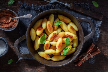 Hot potato dumplings made of fresh potatoes and flour