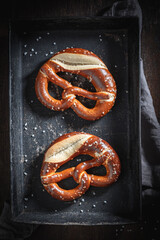 Traditional pretzels as a perfect snack for beer