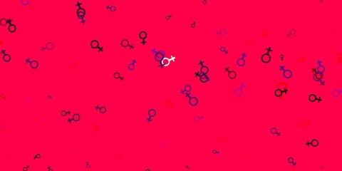 Light Pink, Yellow vector backdrop with woman's power symbols.