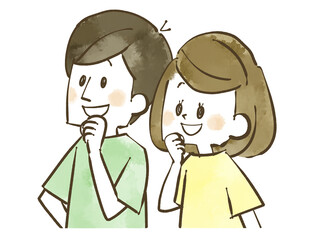 笑顔の男女-夫婦-水彩