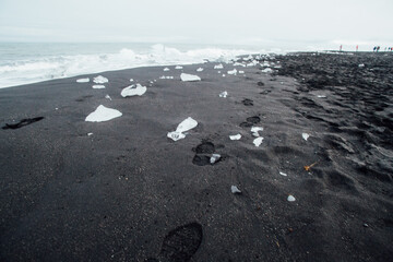 Icebergs in Jokulsarlon glacial lagoon. Vatnajokull National Park, southeast Iceland, Europe.