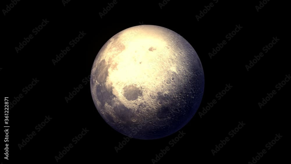 Poster looping rotating moon isolated on alpha channel.