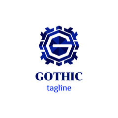 Fototapeta premium Modern Blue Octagon G Letter Logo, suitable for technology, construction, technical company