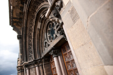 Glasgow, Scotland, 7th September 2013, Main building and tower of the University of Glasgow at...