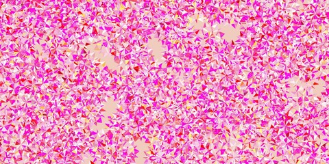 Light pink, yellow vector beautiful snowflakes backdrop with flowers.