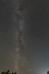 A stop sign at night