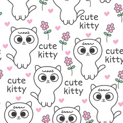 Cute baby cat seamless pattern