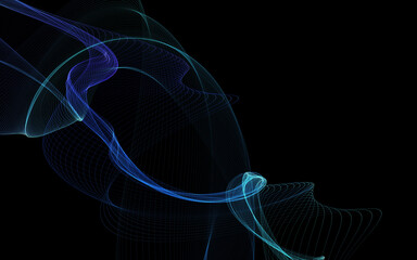 Dark abstract background with a glowing abstract waves