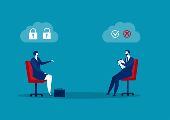 businessman interview about test mindset ,idea, attitude for Hire concept vector illustrator