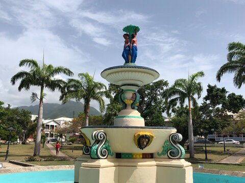Fountain in park in St. Kitts and Nevis