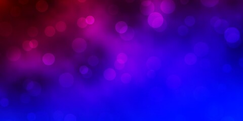 Dark Blue, Red vector template with circles. Illustration with set of shining colorful abstract spheres. Design for your commercials.