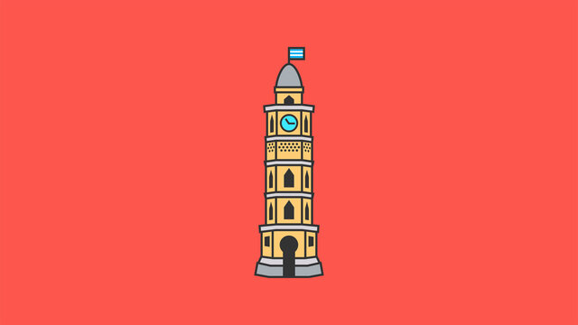 Lighthouse clock tower faro. Outline Ecuador Guayaquil City cityscape monument symbol building. Vector Illustration linear art design. Business Travel and Tourism Concept with Historic Architecture.