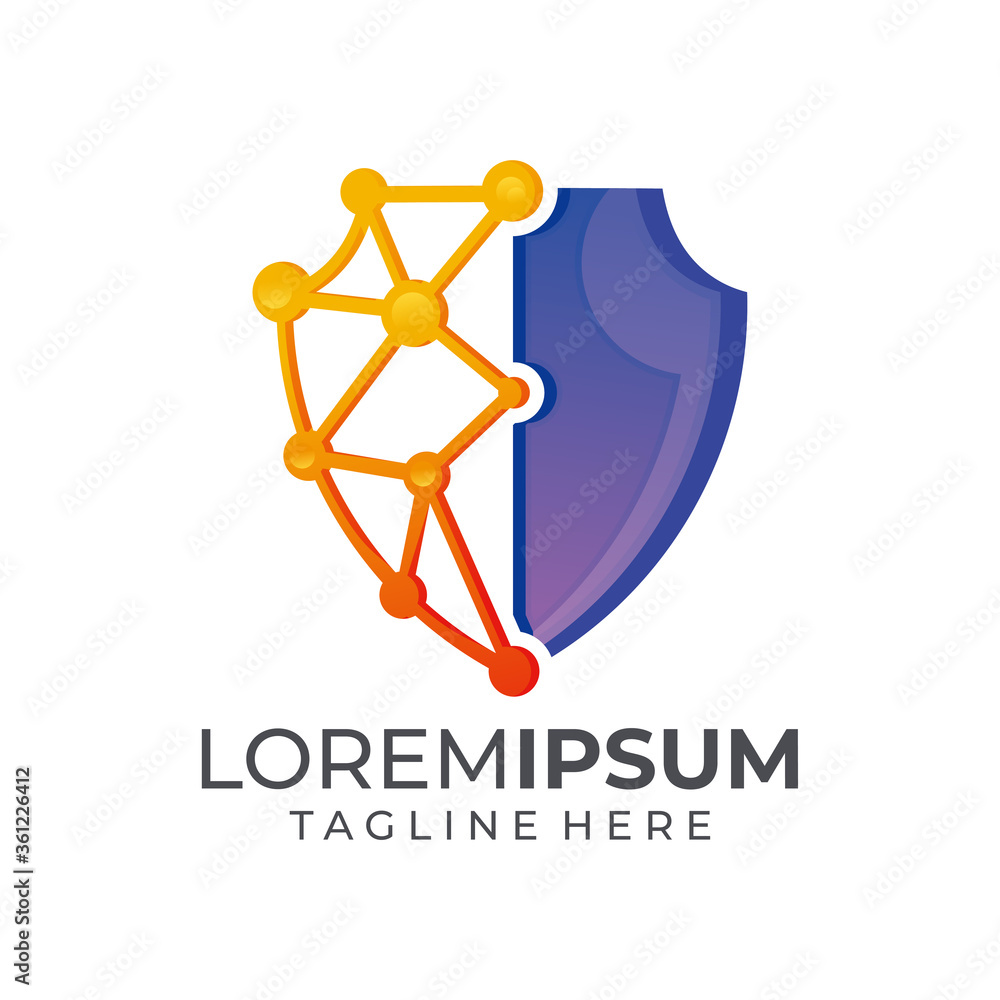 Poster tech shield logo icon vector isolated