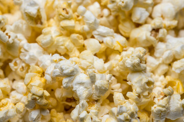 Close up of some buttery popcorn.