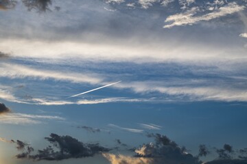 Horizontal shot of dramatic puffy clouds
