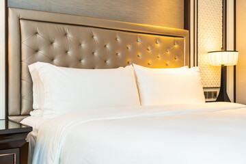 Pillow on bed decoration interior of bedroom